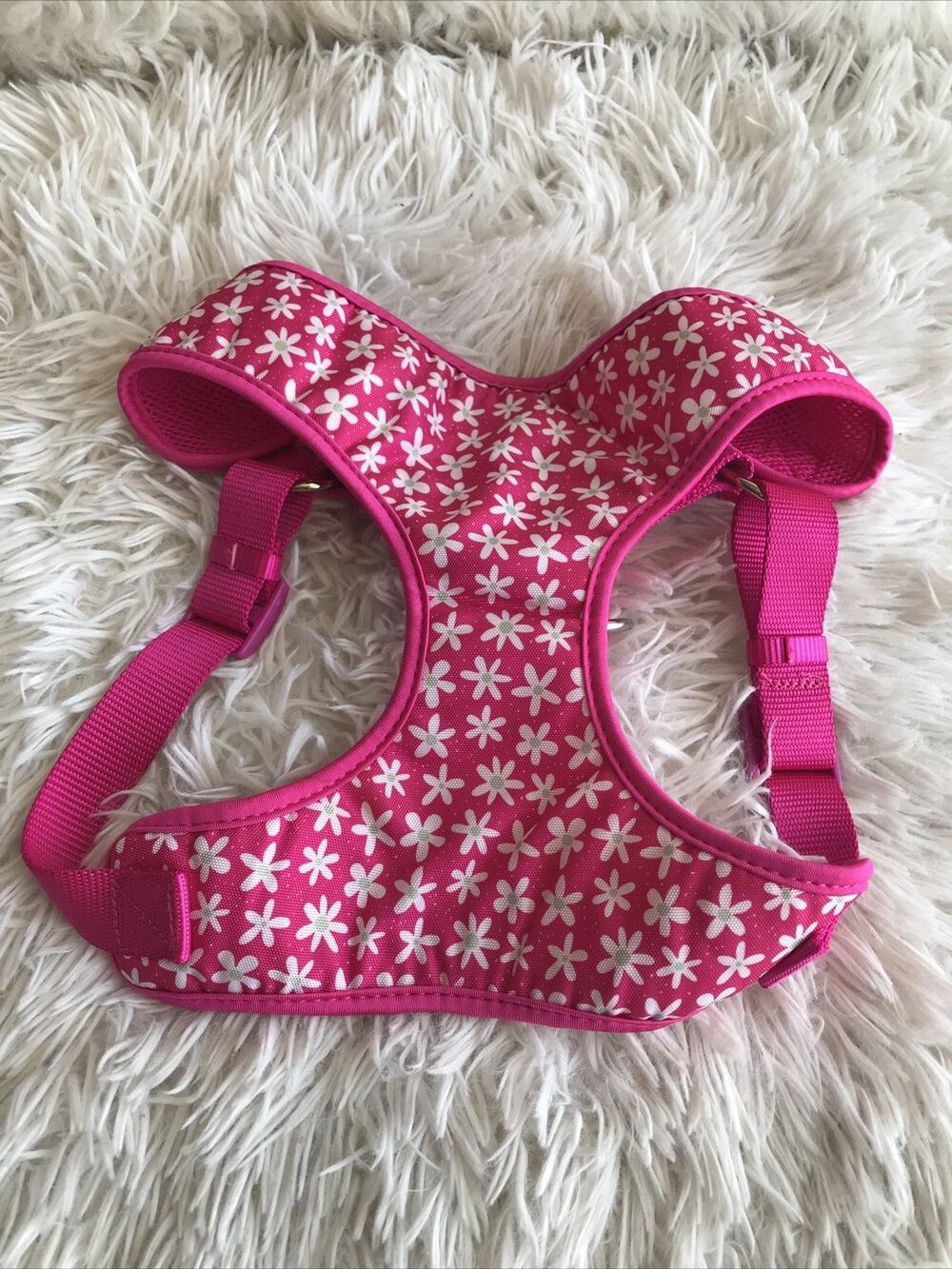 Top Paw Dog Vest Harness (L) & Leash(4') Set, Pink W/White Flowers Comfort